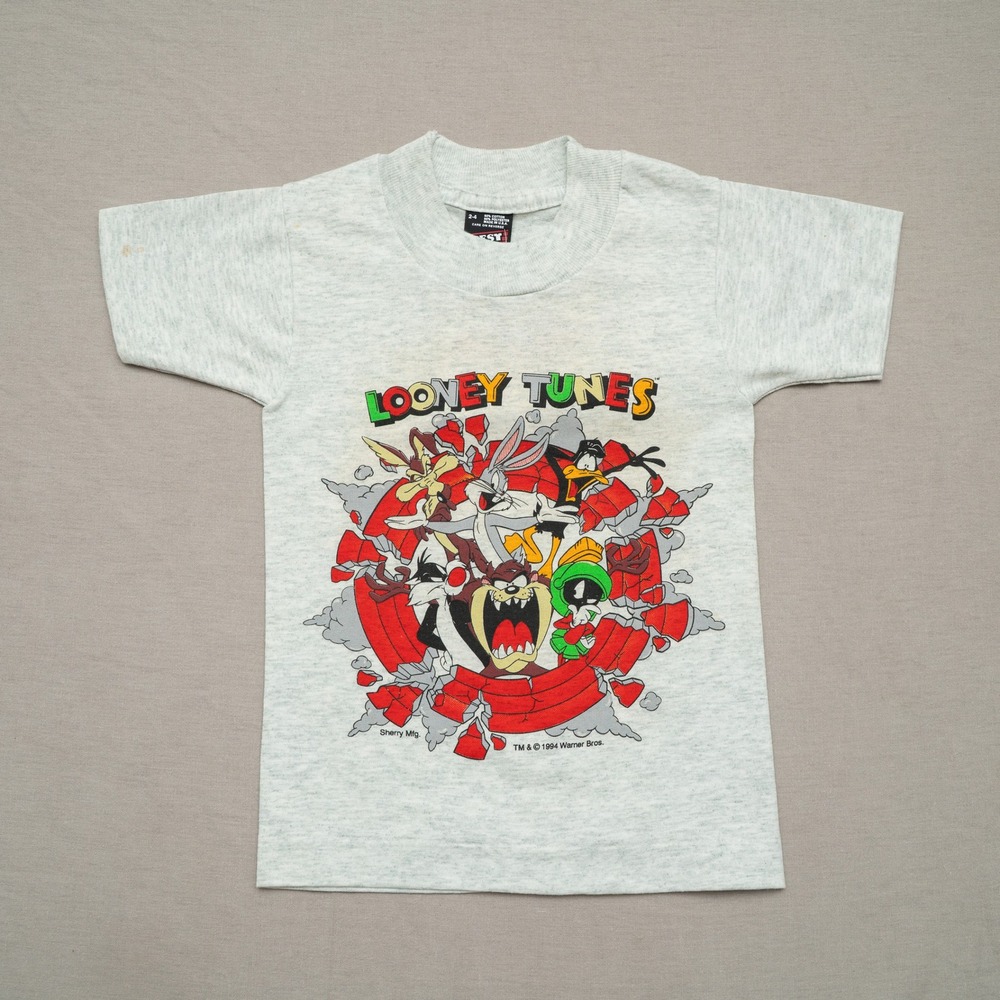 DS VTG 90s Looney Tunes Breakthrough Double Sided Full Cast Youth T Shirt FOTL